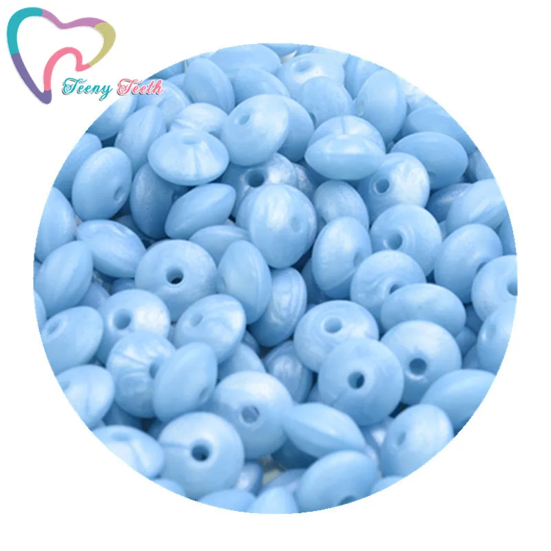 Metallic Solid Blue Teeny Teeth 20 шт. Силиконовые Прорезыватели для зубов Abacus бусины в форме чечевицы DIY цепочка для прорезывания зубов красочные чечевицы Силиконовые Прорезыватели блюдца свободные бусины - Цвет: Metallic Solid Blue