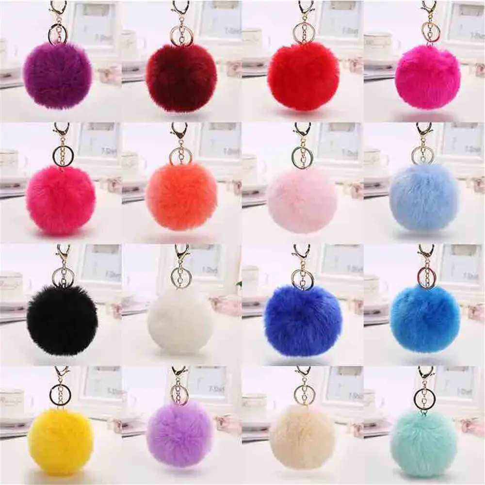 8 см милый помпон из натурального меха пушистый кролик понпон для брелоков