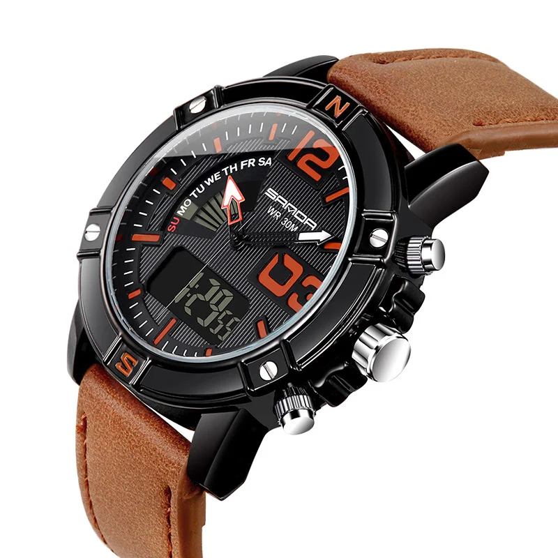 Relojes Hombre Deportivo Men Wristwatches Fashion Luxury Leather Strap Sports Watch Waterproof Quartz Clock Digital Wristwatch