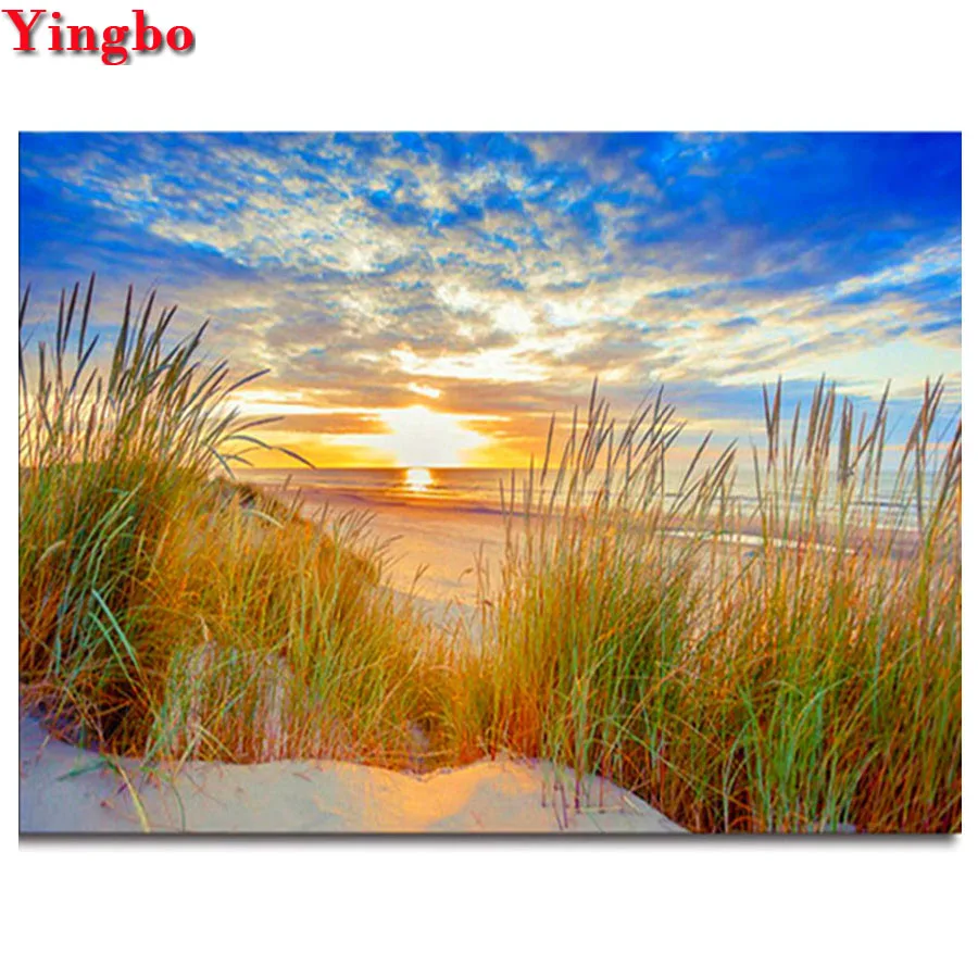 

DIY Diamond Embroidery Scenery Full square round Diamond Painting Beach sunset Cross Stitch Diamond Mosaic rhinestone pictures