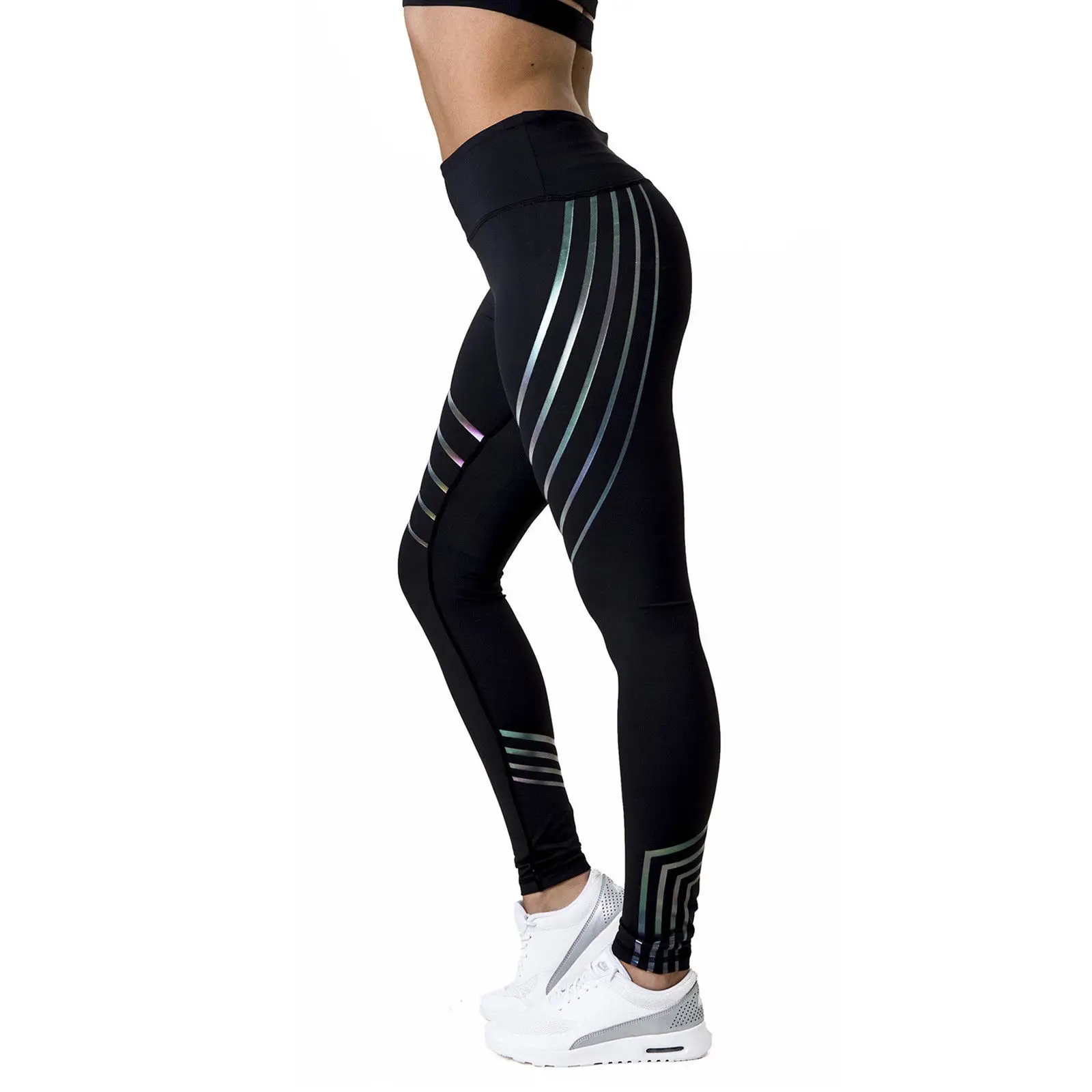 Women High Elastic Waist Geometric Print Yoga Pants Sports Fitness Gym Running Jogging Trousers | Спорт и развлечения