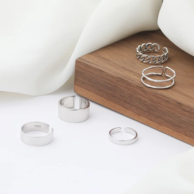 Мужское серебряное кольцо S925 пробы корейское простое Открытое из тайского