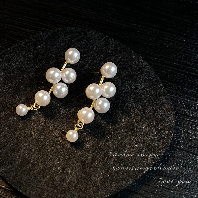 

Korean elegant temperament earrings pearl gold earrings bride earrings s925 silver needle earrings woman jewelry accessories