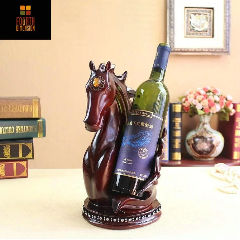 

Żywicy konia pojemnik na wino żywicy wystrój kolekcjonerska figurka konia stojak na wino