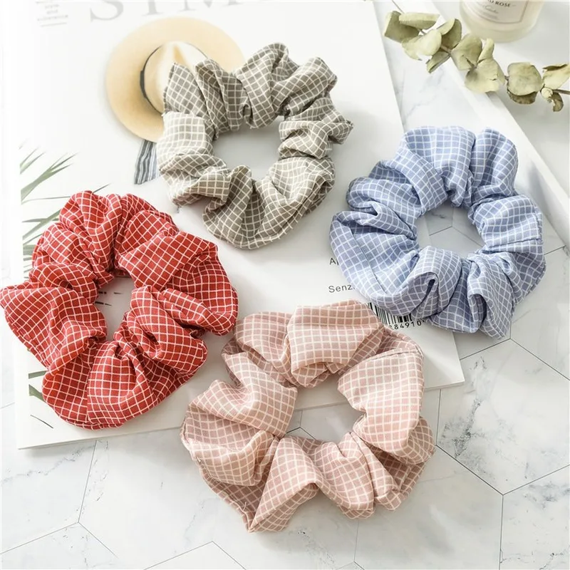 

Solid Color Trellis Lady Scrunchies Elastic Hair Circle Cute Girl College Style Binding Ponytail Hair Band Maiden Headdress
