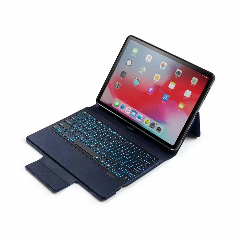 blue with lighting Ультра тонкая подсветка Bluetooth клавиатура для IPad Pro 12,9 Обложка на заднюю панель из искусственной кожи для IPad Pro 12," A1876 A2014 A1895 A003 - Цвет: blue with lighting