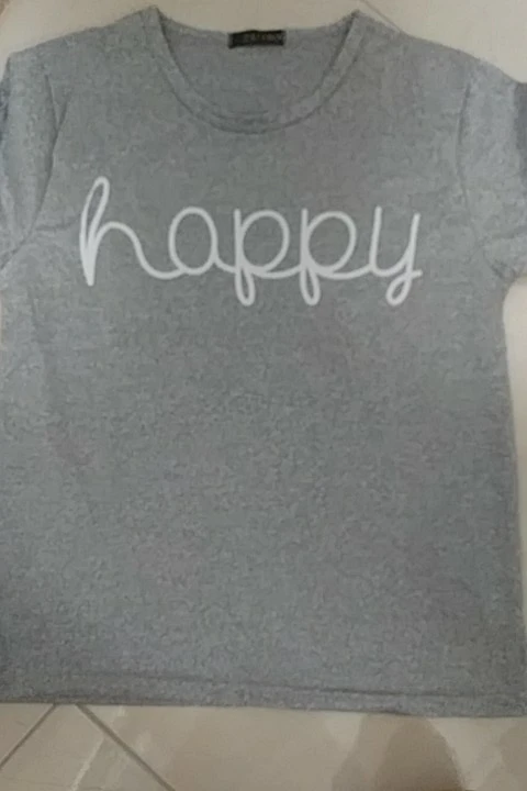 Женская Винтажная футболка с надписью happy недорогая летняя vestidos ropa mujer T009 2019 |