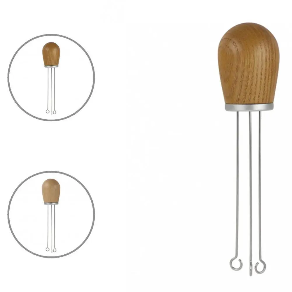 

Safe 304 Stainless Steel Coffee Distributor Wood Handle Espresso Needle for Bar