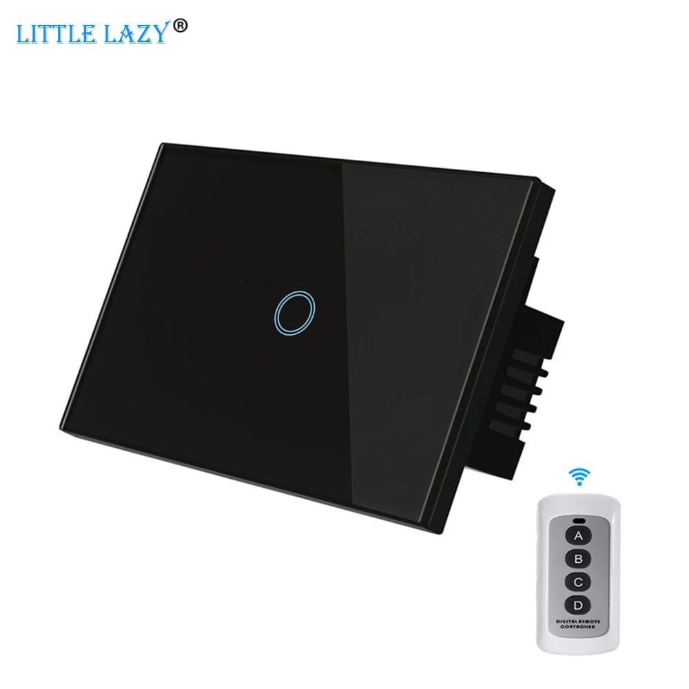 

RF Touch Switch Wireless Remote Control Effective Distance 20M Tempered Glass Panel US Standard 1Gang Home Wall Light Switch