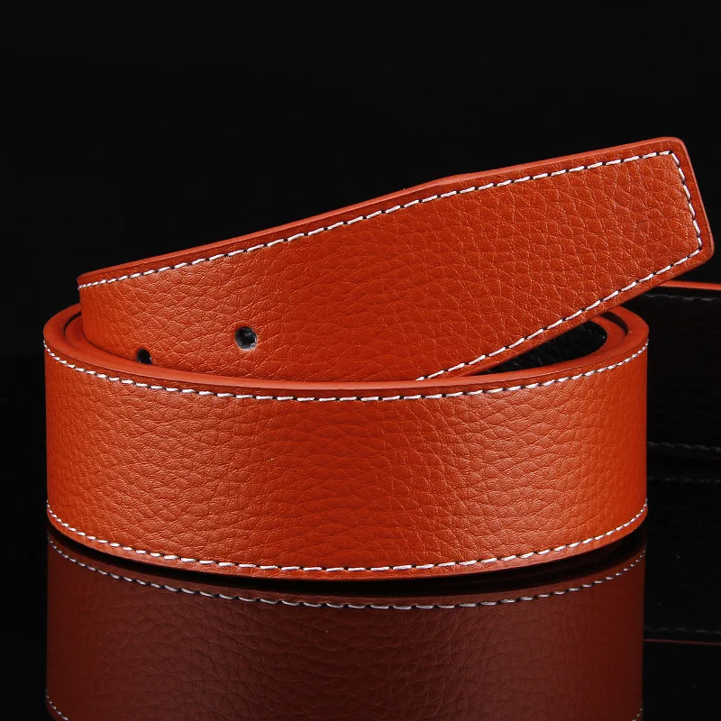 

width 3.8cm Luxury No Buckle Belt Brand Belt Men High Quality Male Genuine Real Leather Strap for Jeans SMOOTH Belt Erkek Kemer