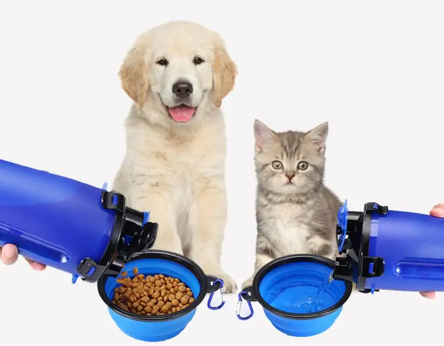 

TECHOME New Portable Pets Outdoor Dual Use Water Cups Colorful Water Bottle Folding Dog Food Bowls Outdoor Accompanying Pet Cups