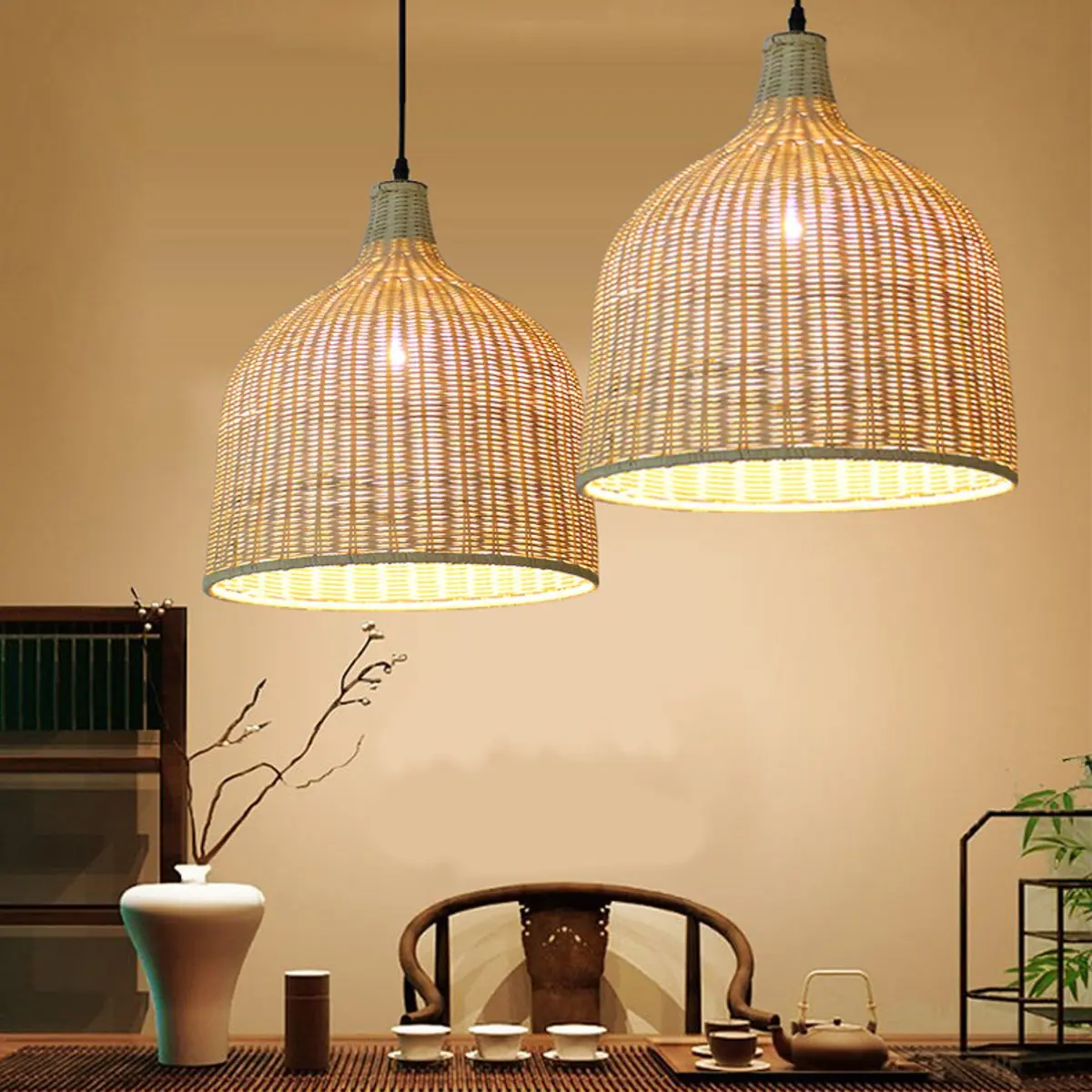 

250V Handmade Rattan Chandelier Pendant Light Nordic Pendant Lamp Cover for Indoor Home Decoration Bar Cafeteria Night Lamp E27