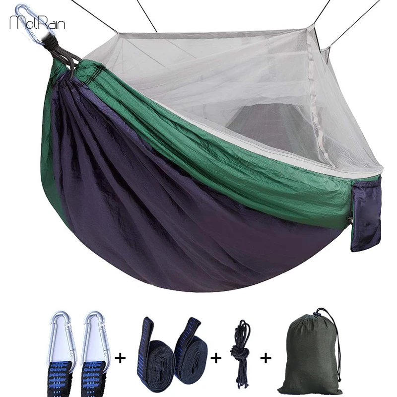 

Single & Double Camping Hammock with Mosquito Bug Net Portable Outdoor Mosquito Net Hammock Tent Parachute Camping Sleeping Bed