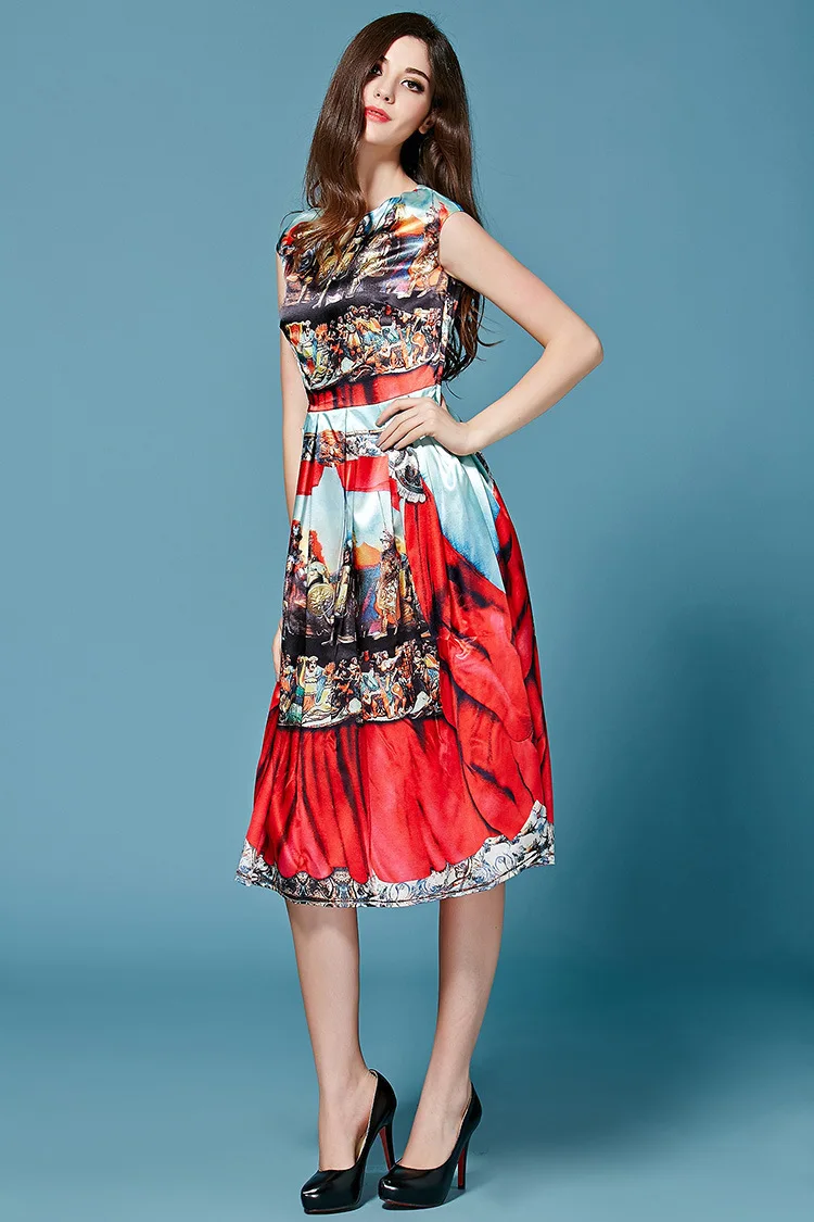 Женское модельное платье средней длины винтажное дизайнерское в европейском