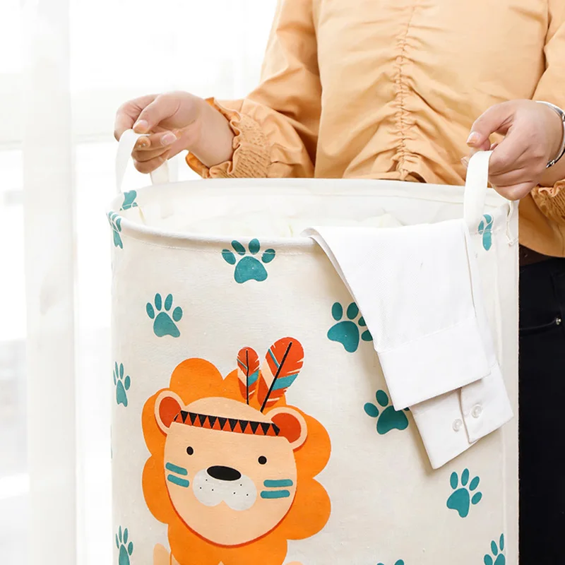 

Laundry Basket Cute Lion Foldable Toy Storage Bag Picnic Dirty Clothes Basket Box Organizer Bag Organizer for Clothes