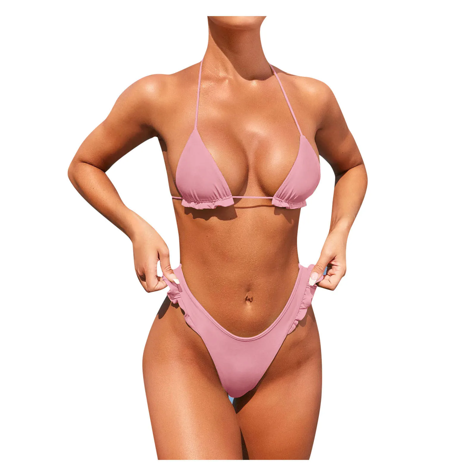 

Women Contrast Panel Bandage Bikini Set Push-Up Swimwear Beachwear Swimsuitit Lady Sexy Swim Bathing Suit maillot de bain femme