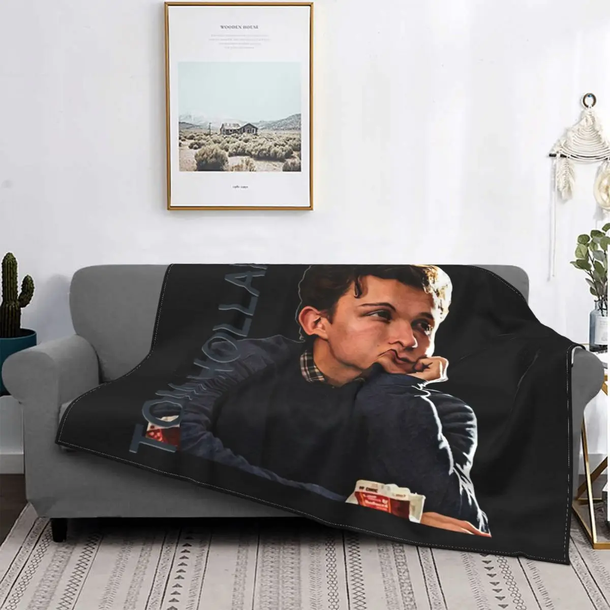 

Manta de Tom Holland, colcha de Actor, Edredon a cuadros para cama, toalla de playa a cuadros en el sofada
