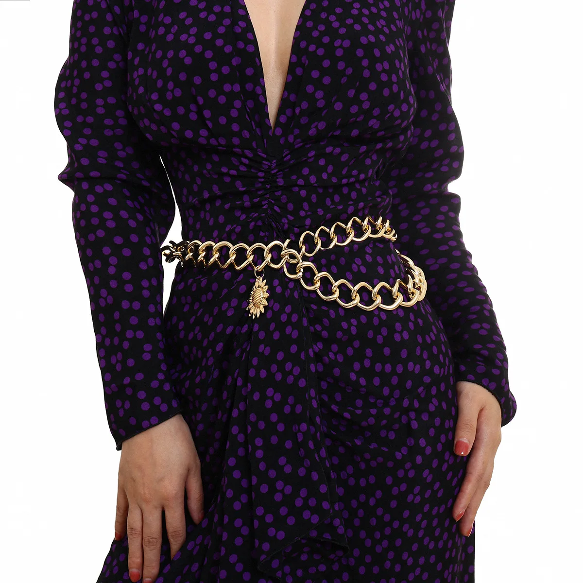 Женский пояс с золотым цветком от солнца женский ремень цепочкой дизайнерский