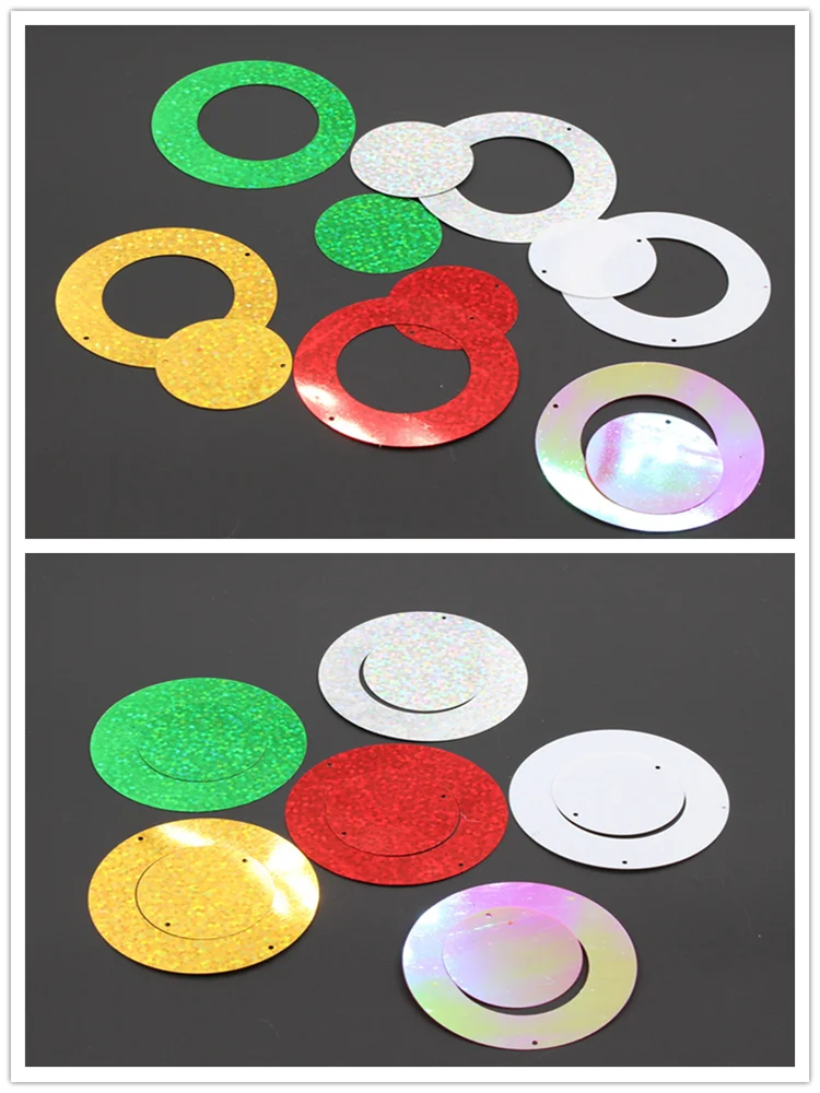 

50mm 20pcs Hollow double ring combination sequins PVC Paillettes DIY Hang shade Sewing wedding clothing Lentejuelas accessories