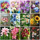 Алмазная живопись Huacan, цветок, Маргаритка, Орхидея, квадратнаякруглая вышивка, мозаика, Подсолнух, ирис, вышивка крестиком, домашний декор