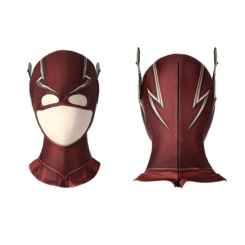 Костюм косплея Барри Аллена Флэша с масками из спандекс-зентая, комбинезонами с латексной маской и трико для Хэллоуина JusticeMen.