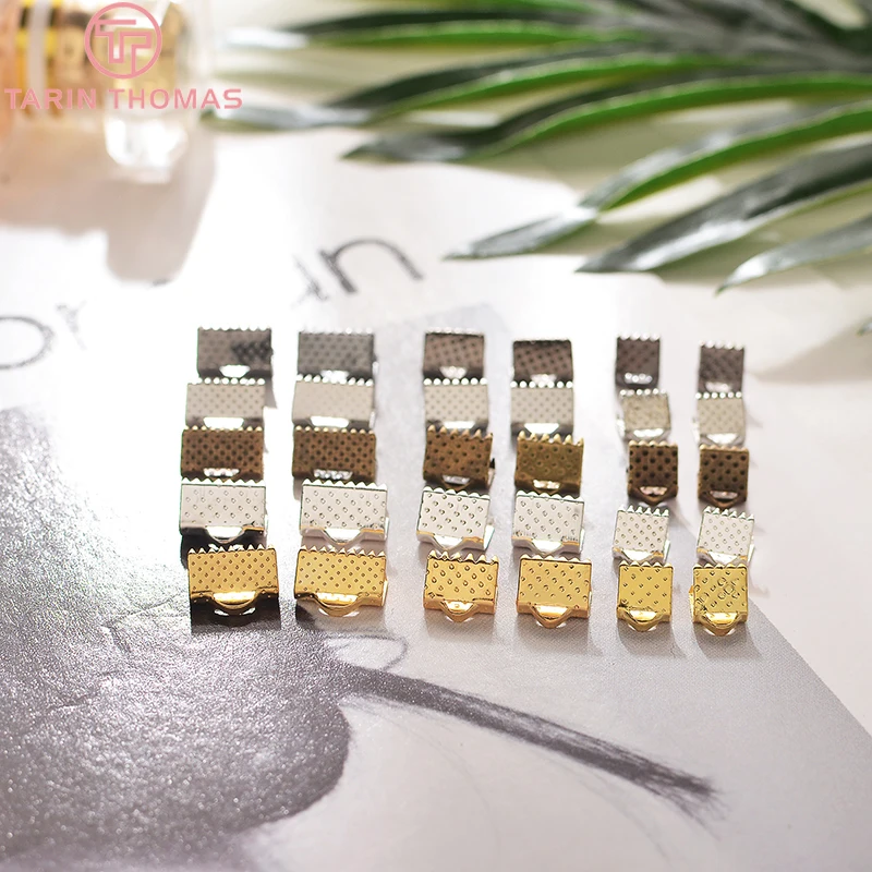 

6MM(100PCS) 8MM(50PCS) Iron or Copper Ends Fastener Clasps Cord or Ribbon Connect Clasps Jewelry Accessories Wholesale