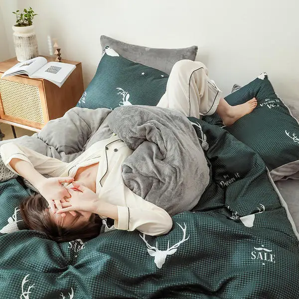 Зимний теплый пододеяльник вафельное плетение хлопок + фланелевый Утешитель