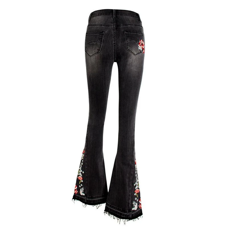 Женские джинсы с вышивкой в Европейском стиле эластичные узкие женские