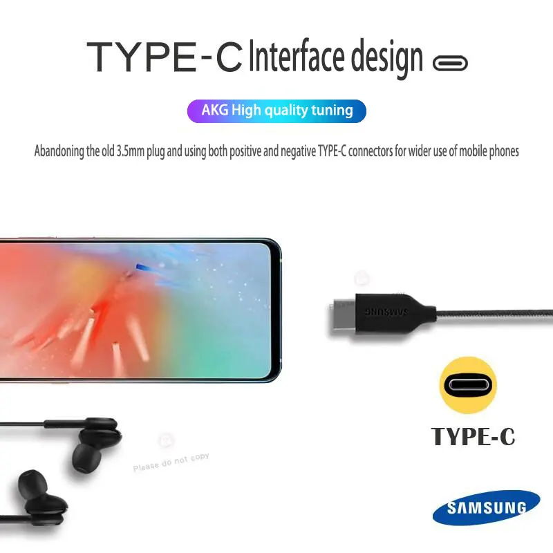 Original Samsung AKG DAC USB TYPE C Earphone Digital HIFI Earbuds With Mic/Remote Control For Galaxy S21 S20 Note10 Pro A8S A80 |