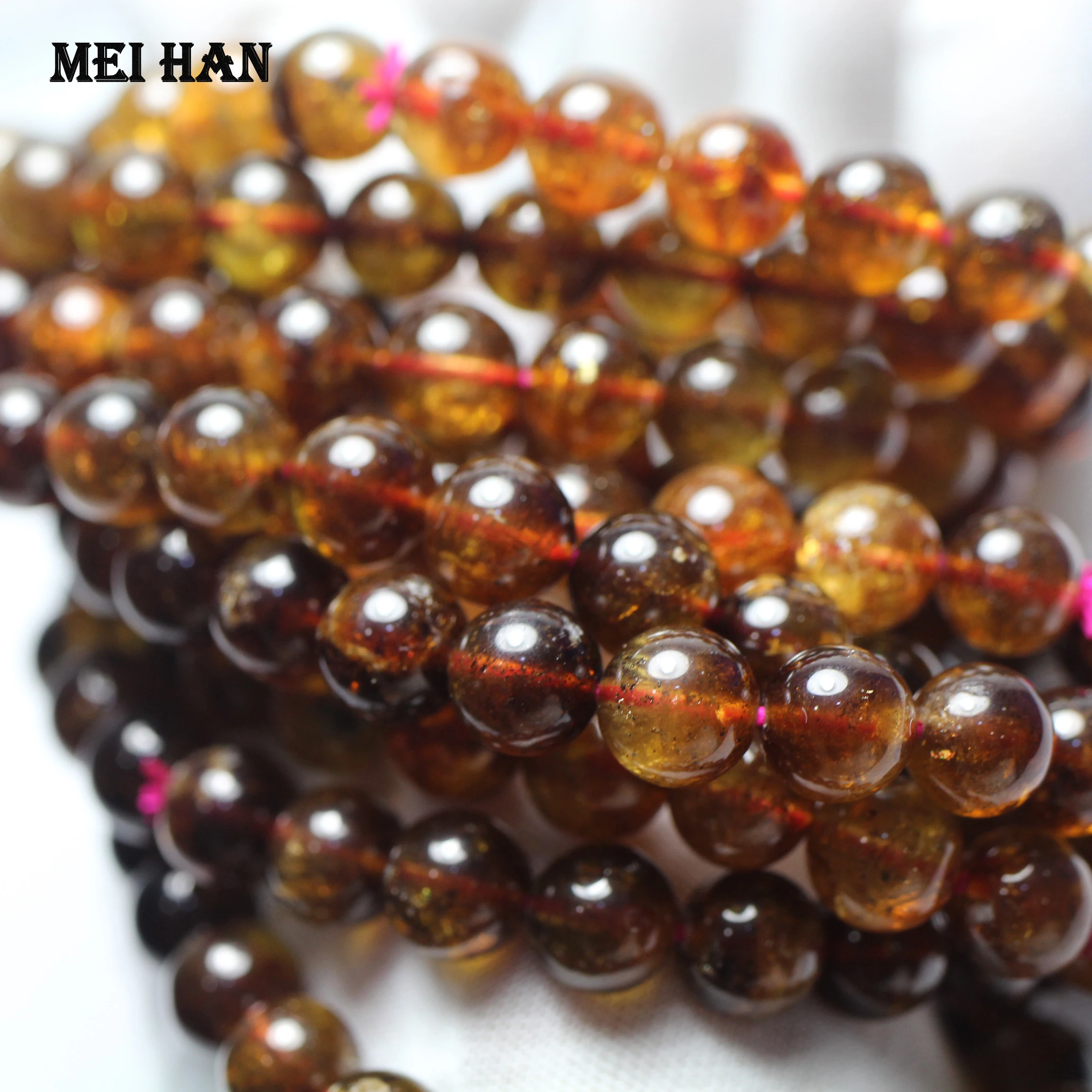 Meihan (1 браслет/набор) натуральный редкий желтый зеленый турмалин 8-9 мм Гладкий