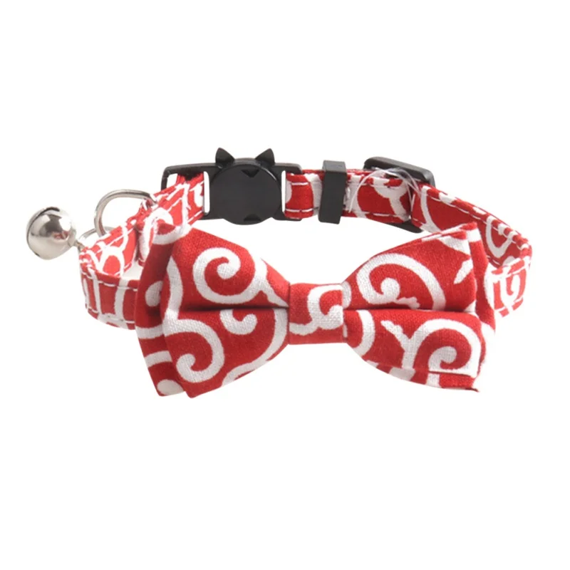 

Pure Cotton Fabric Floral Dog Collar Neck Knot Small and Large Dog Strap Metal Buckle Pet Accessories