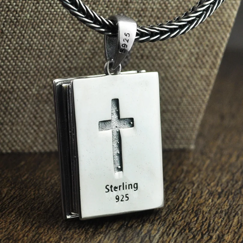S925 Стерлинговое Серебро крест Библии тайская серебряная подвеска Настоящее