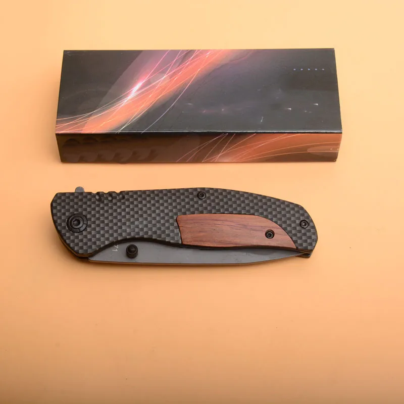 New Arrival wood+carbon fiber Handle 440C Blade folding Pocket Camping outdoor Knife survival Tactical Utility knives EDC Tools |