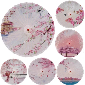 1PCS Pink Printed Classical Silk Umbrella Craft Umbrella Chinese Style Ceiling Decoration Umbrella Dance Umbrella