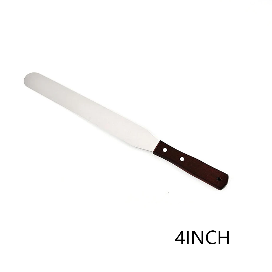 straight - 4 inch 1 шт., размер: 4/6/8/10 дюймов Нержавеющая сталь лопатка для торта соблазнительный крем масло для защиты от обледенения глазурь Ножи гладкой Кухня Кондитерские инструменты для украшения торта - Цвет: straight - 4 inch
