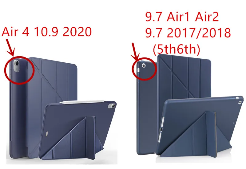 Для Ipad Air 4 2020 10 9 чехол для ipad воздуха 1/2 Стенд кожаный мягкий смарт iPad 7 2017/2018 5/6 th Auto