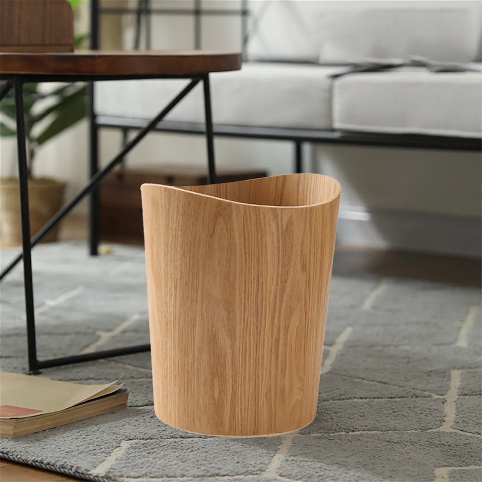 

Wooden Waste Bin No Cover Household Bedroom Living Room Office Bathroom Waste Paper Basket Storage Bin Trash Can Tools #763
