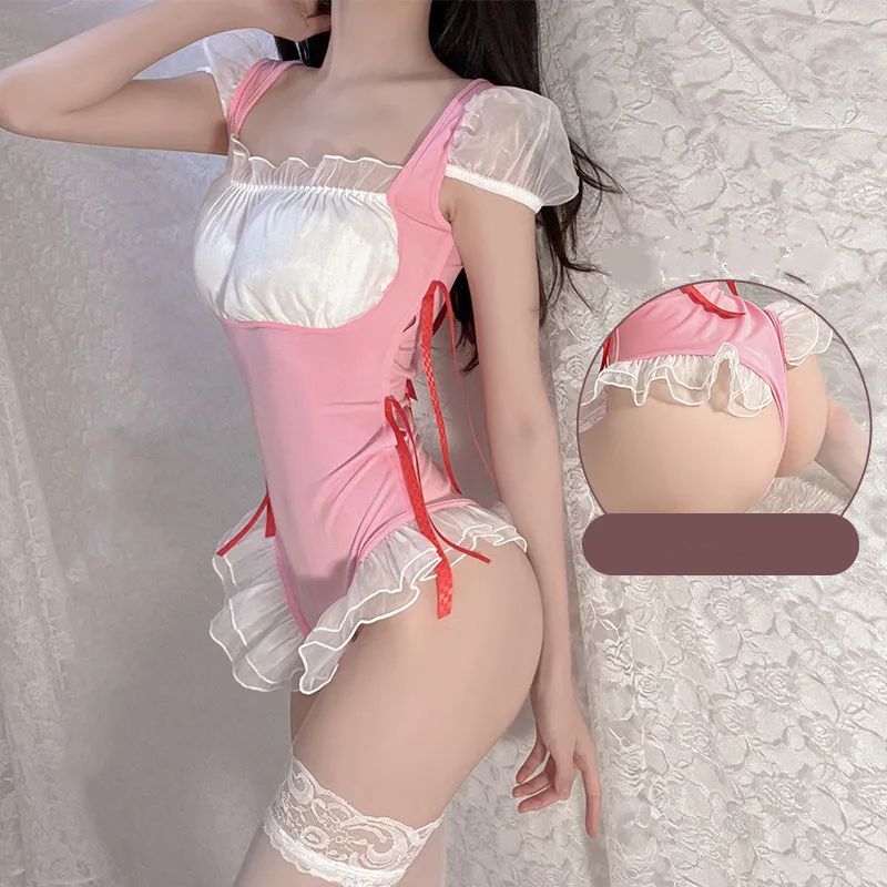 Sexy Mousse 2023 New Women Nightdress Erotic Lingerie Sexy Temptation One-piece Maid Outfit Plus Chest Pad Uniform Show Suit