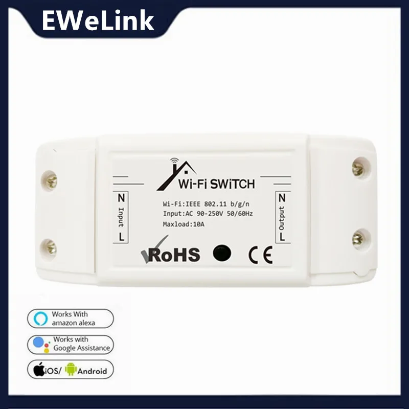 

Модуль переключения Wi-Fi EWeLink, умный беспроводной дистанционный переключатель «сделай сам», работает с Alexa Google Home IFTTT, голосовое управление