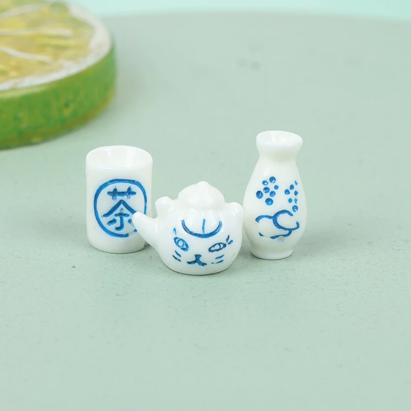 

3 шт. 1:12 миниатюрные чайные чашки для кукольного домика, чайная колба, чайный набор, кухонные аксессуары для кукольного дома, декоративные иг...