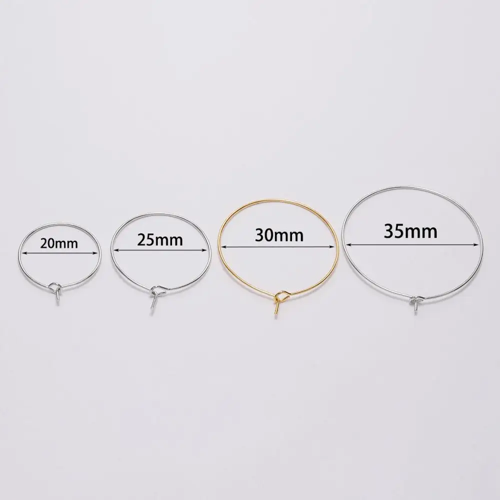 

50pcs Stainless Steel Gold Big Circle Wire Hoops Loop Earrings DIY Dangle Earring Jewelry Making Accessories 20mm 30mm