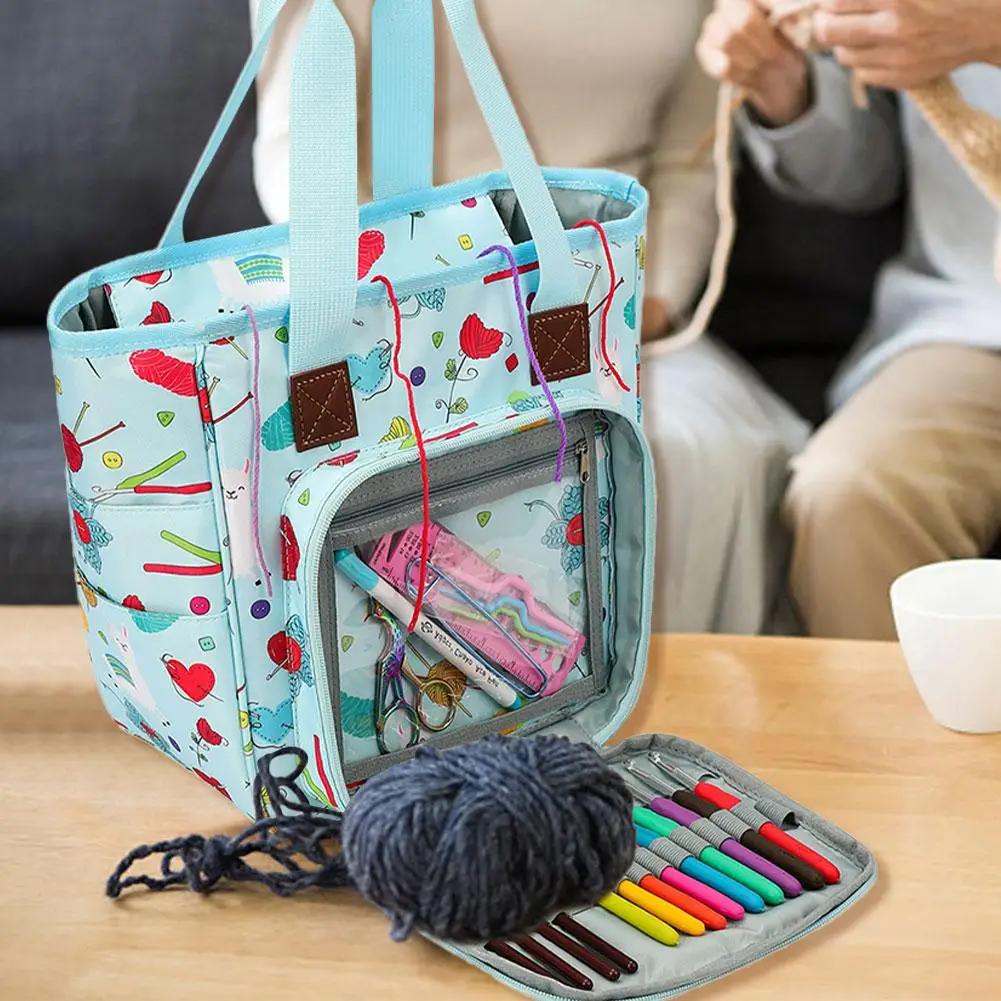 Вязаная сумка с короткими ручками Сумка Портативный Пряжа для хранения шерсть