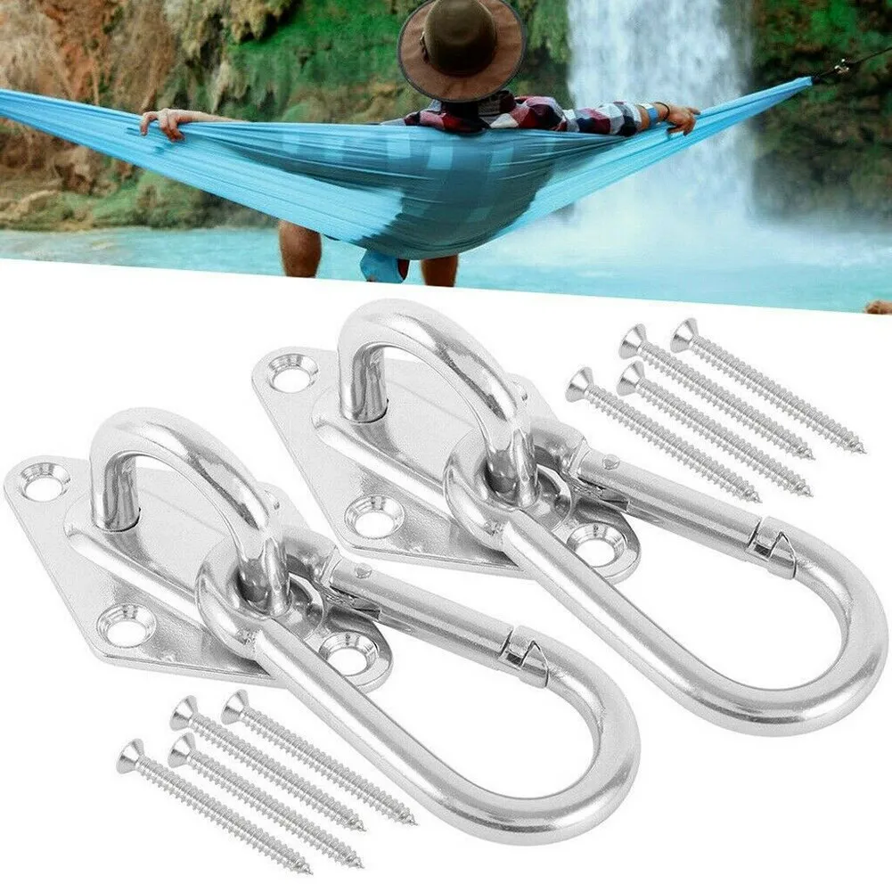

12pcs/Set Stainless Steel Ham-Mock Hooks Swing Hangers Hooks Yoga Hanging Kit Outdoor Shading Accessories Parts