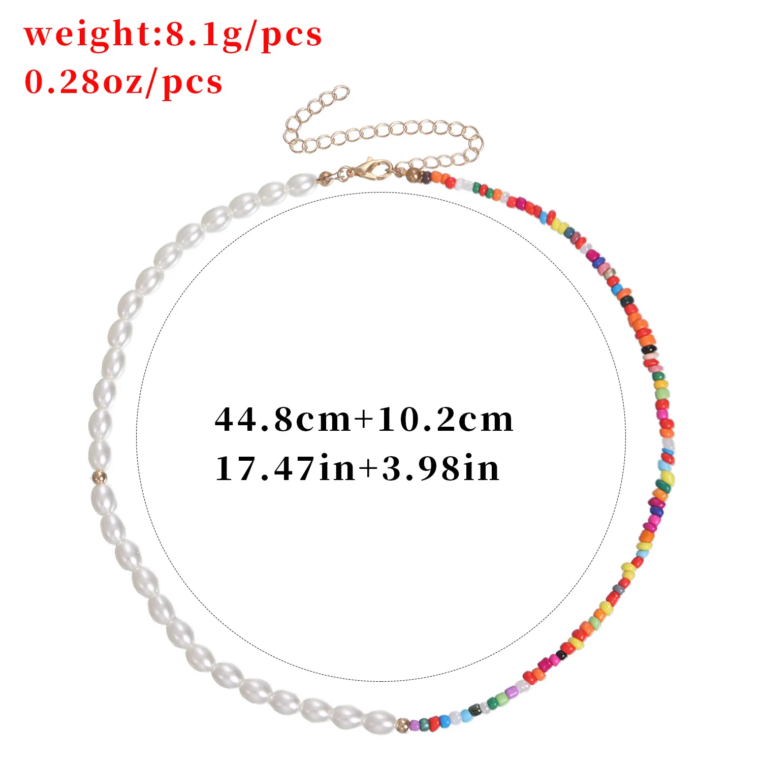 

TAUAM Handmade Beaded Elastic Choker Necklace Simulated Pearl Bohemian Colorful Beads Chain Women Summer Fashion Jewelry