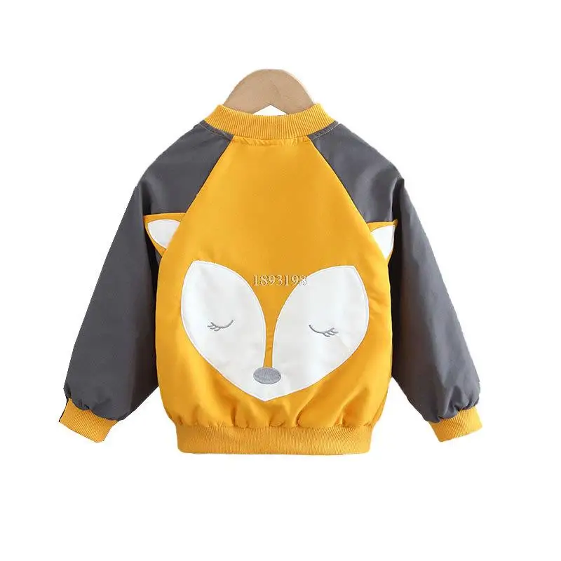 

Girls' 2021 Spring And Autumn Jackets Children's Fox Stand-up Collar Tops Kids Fashion Coats