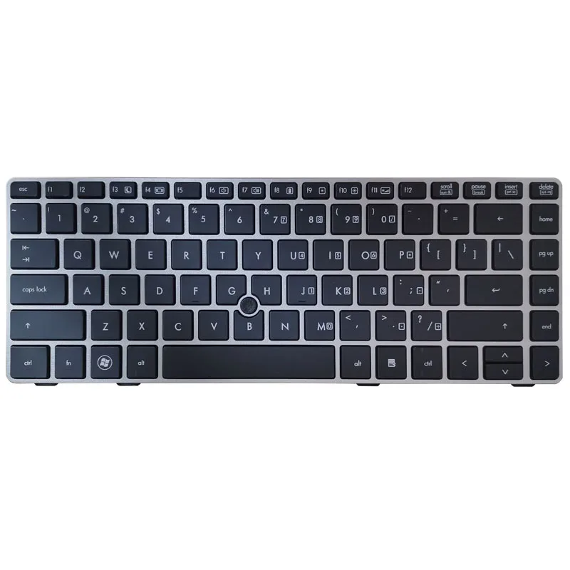 Клавиатура для ноутбука HP 8470B 8470P 8470 8460 8460p Вт 6460 6460b 6470 Серебристая/черная рамка с