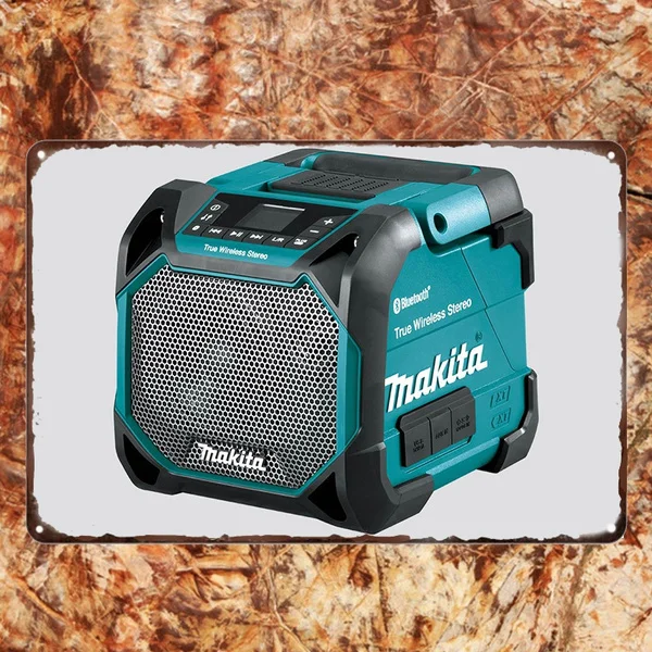 Makita металлический жестяной знак Dmr203 18 в Lxt / 12 В Cxt Ac Bluetooth Рабочий динамик постер для рисования|Таблички и