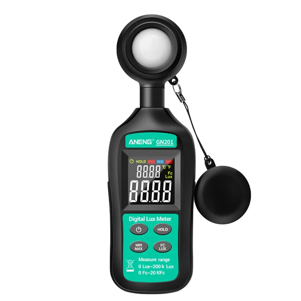 

1*Photometer ANENG GN-201 Digital Illuminance Meter Handheld Light Meter Photometer Measuring Range 0 Lux -200K Lux