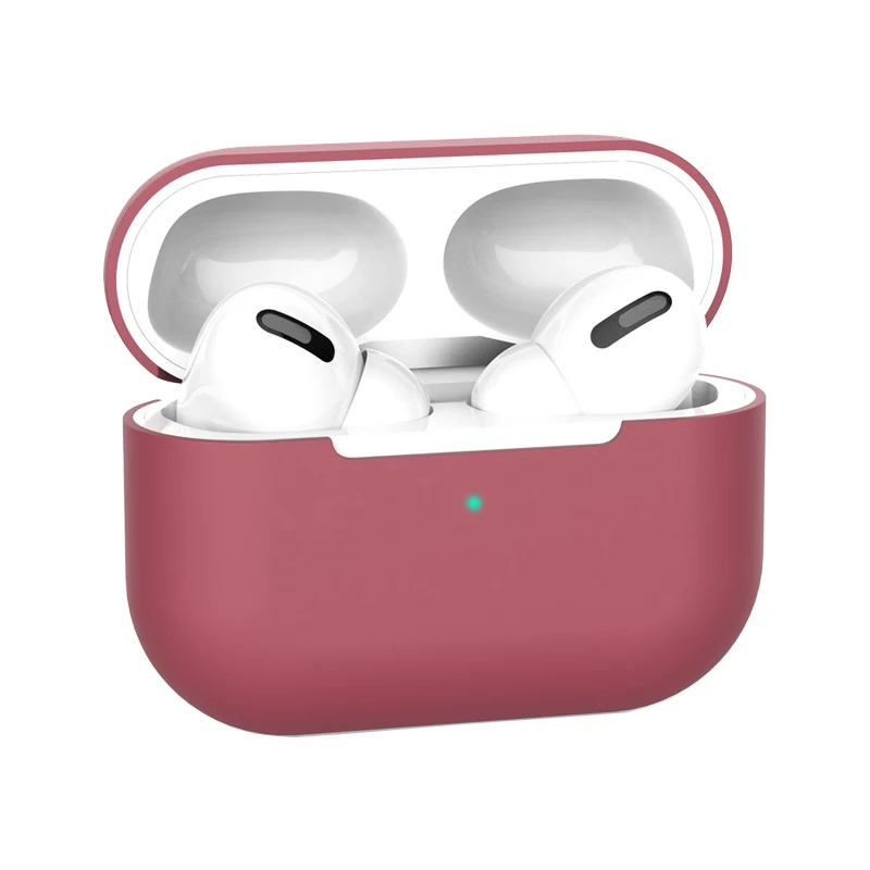 Силиконовый чехол, защитный чехол для Apple AirPods Pro, TPU, Bluetooth наушники, мягкий силиконовый чехол для Air Pods 3, защитный чехол s - Цвет: Crimson