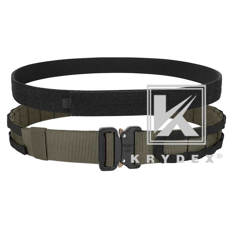 KRYDEX 2 IN 1 Outer & Inner MOLLE Belt For Mens 1.75”& 1.5” Quick Release Buckle Tactical Rigger Duty Belt Ranger Green+Black